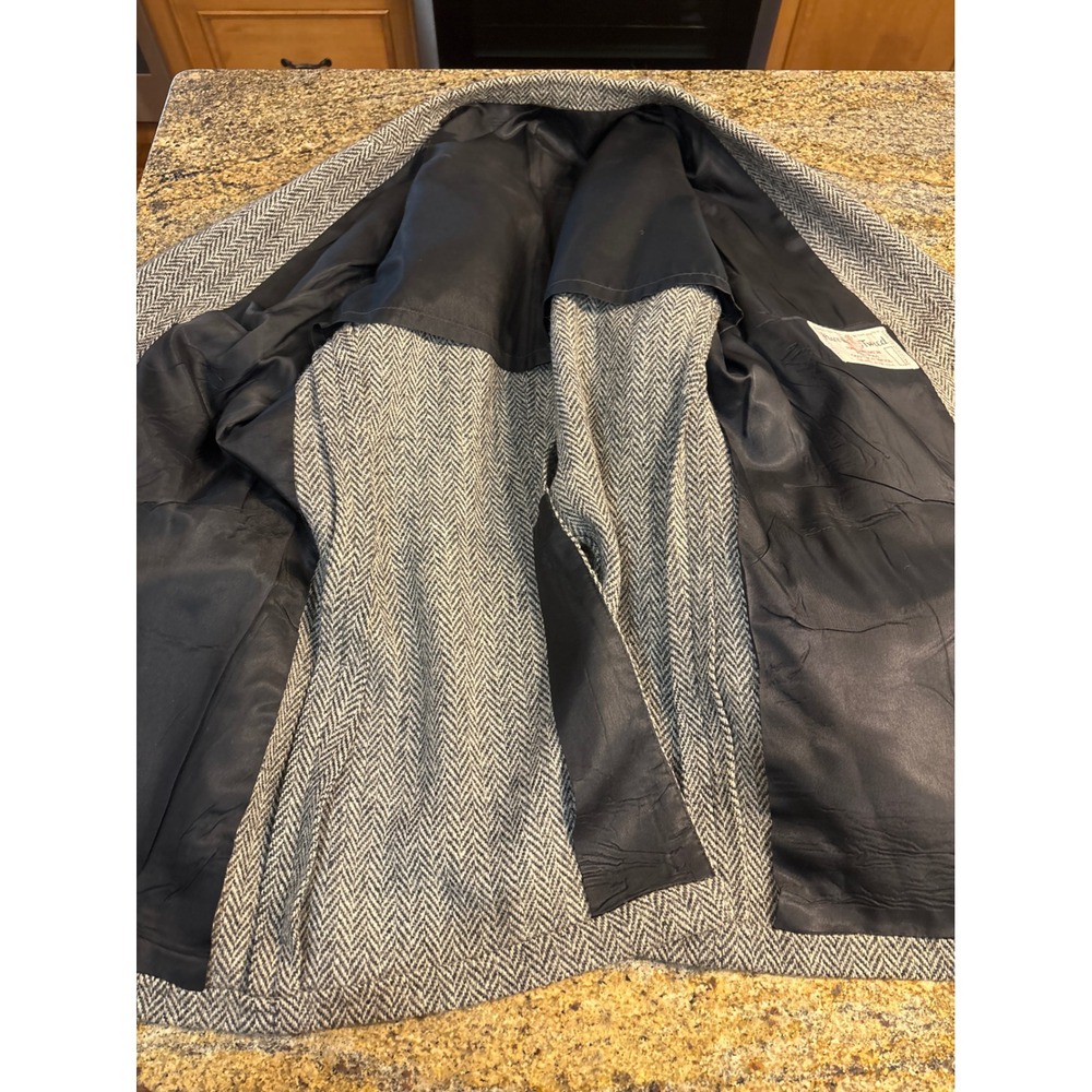 Harris Tweed Mens Grey Herringbone Wool Blazer Sport Coat Handwoven Wool 46R - Picture 9 of 10